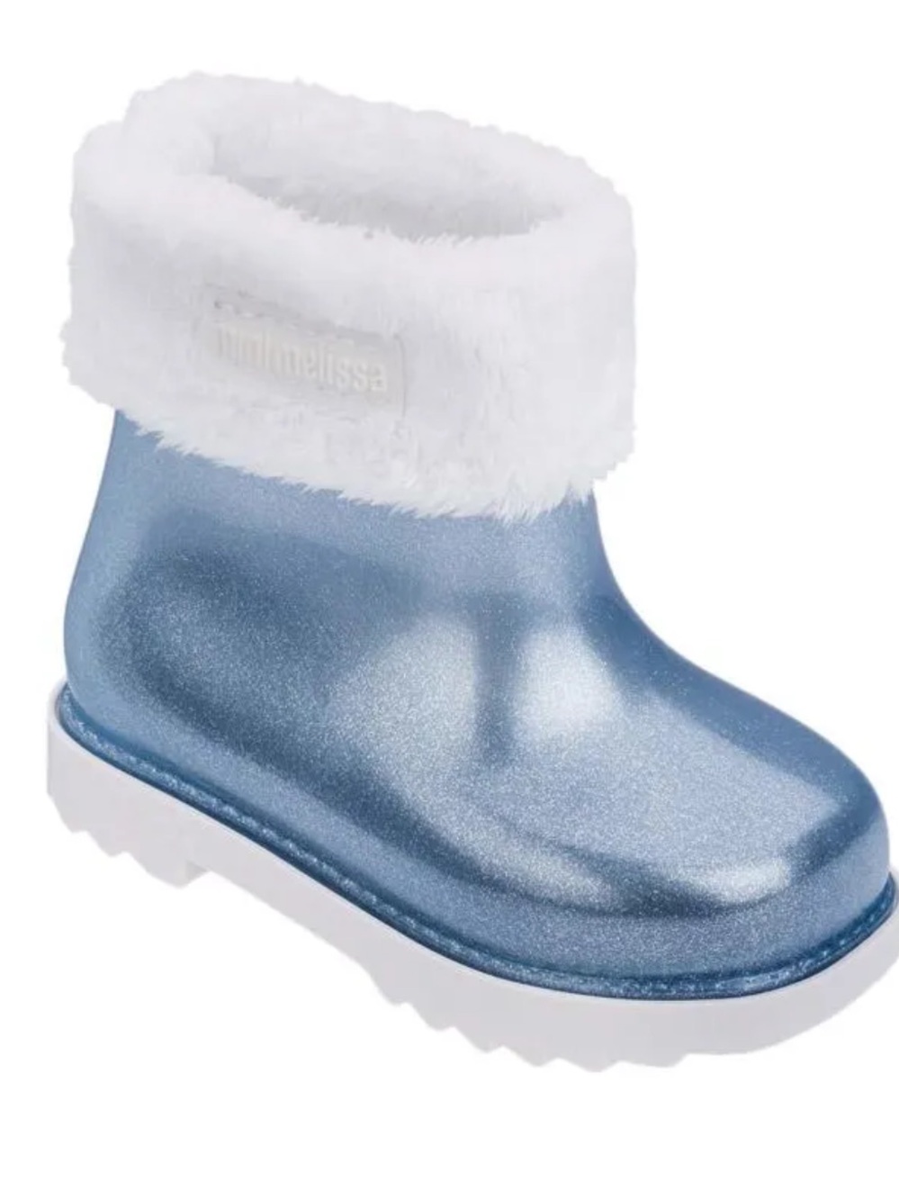 Mini Melissa Rain boots kids size 7 Shimmery Light gray  Kids Boot with White